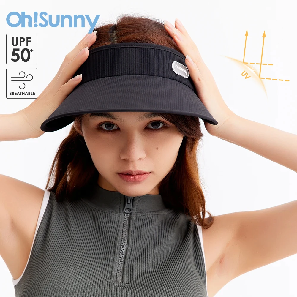 OhSunny Summer Sun Protection Cap Adjustable Empty Top Golf Hat Baseball Caps Anti-UV UPF50+ Visors for Outdoor Beach Cycling