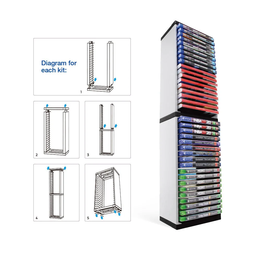 Soporte de caja de almacenamiento de doble capa para PS5, accesorio para consola de juegos PS4 Xbox One, puede almacenar 36 piezas