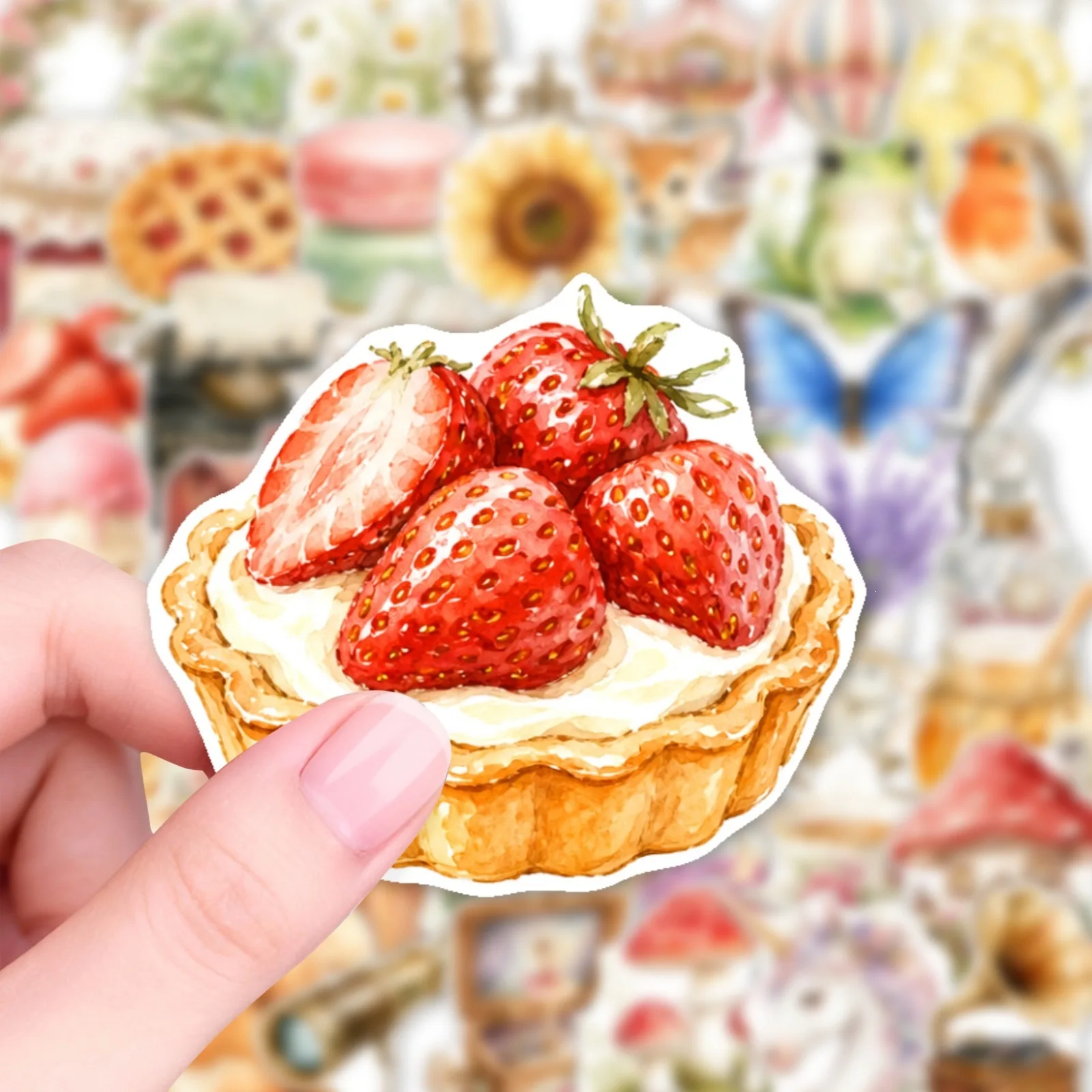 50-Pack Vintage Watercolor Forest Animal Butterfly Mushroom Doodle Stickers for Notebook Guitar Luggage Stationery Decoration