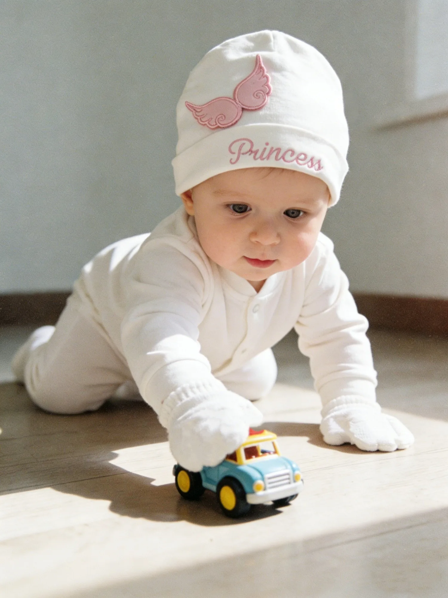 Newborn Pink Angel Wings Princess Outfit - Tutu Skirt Onesie Set, Princess Embroidery - Soft Comfortable Baby Clothes