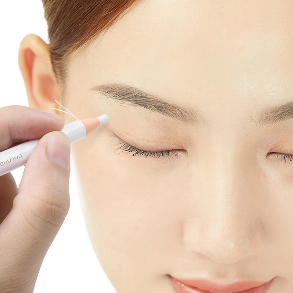 Crayons à sourcils imperméables blancs, 2 pièces, stylo de maquillage délicat longue durée pour femmes, surligneur, outil de ver à soie en bois