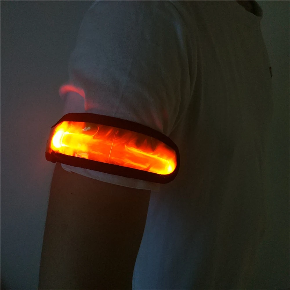 LED Luminous Night Running Armband Bike Light Safety Warning Outdoor Sports Reflective Belt Strap Snap Flash Arm Band Bracelet