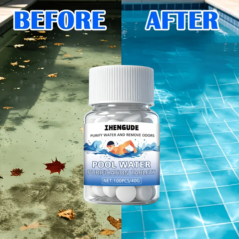 Swimming Pool Clarifying Tablets - Suitable for All Swimming Pools, Hot Tubs, and Spas, They Can Clear Cloudy Green Water, Remove Suspended Particles, Are Easy to Use, Non-Toxic, and Leave No Residue
