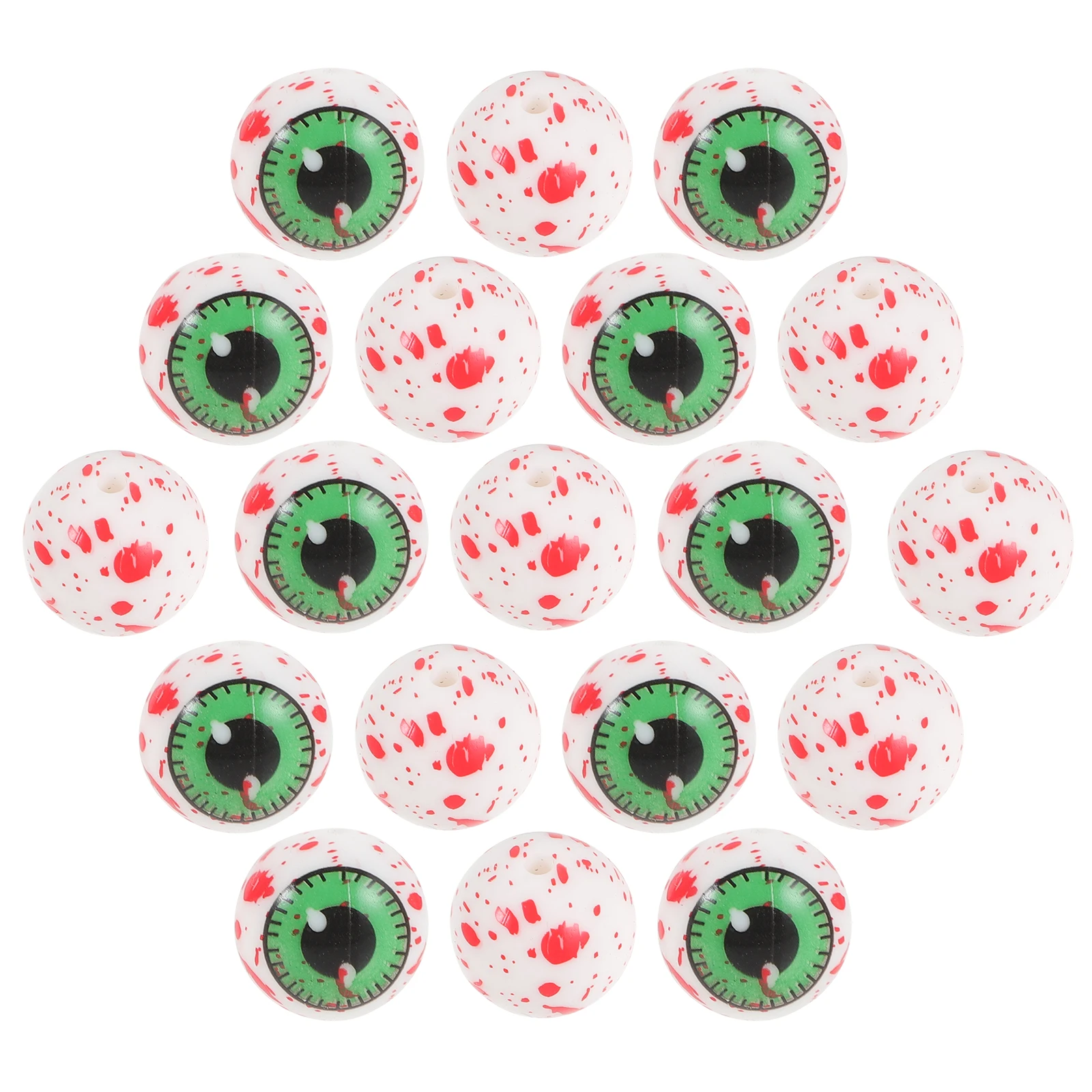 20pcs Silicone Beads 15mm Red H print Jewelry Making DIY Lightweight Craft Necklace Decor Halloween Bracelet Accessories