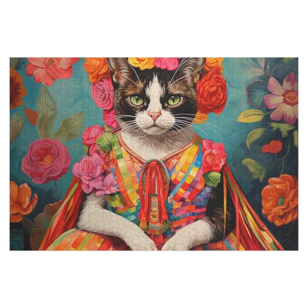 Gato Pintura Jigsaw Puzzle para Adultos, Nome Personalizado, Peças De Madeira Personalizadas, Moda