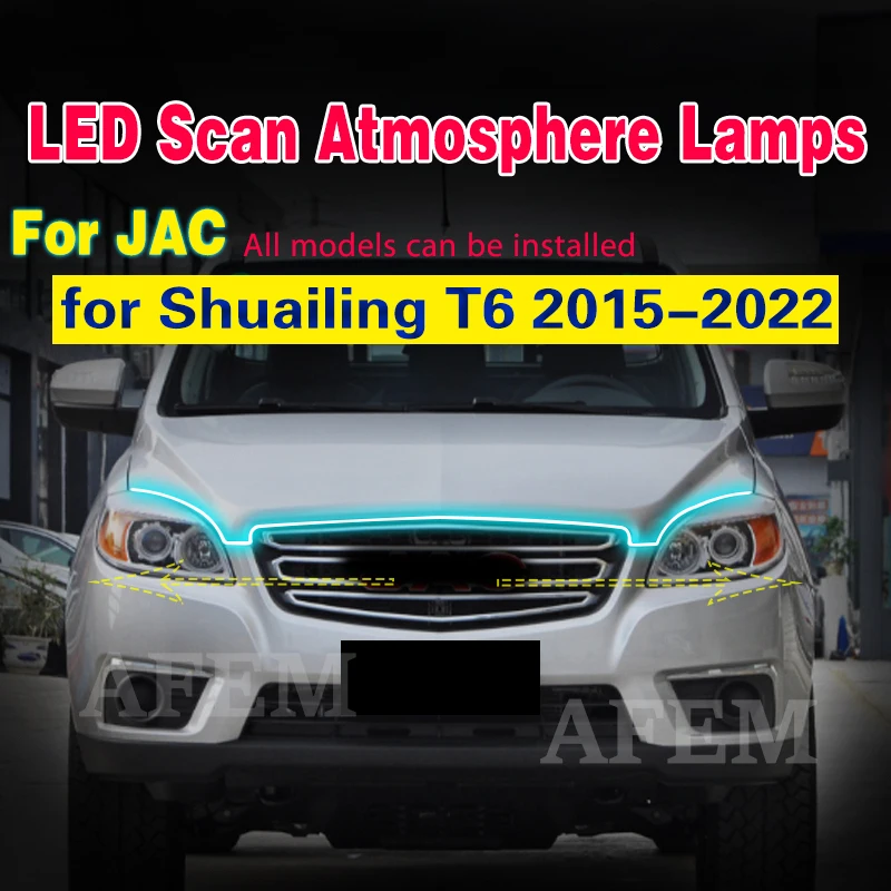 Car Flashing 1pcs Scan Starting DRL For JAC Shuailing T6 2015-2022 LED DRL Daytime Running Lights Daylight Fog light Strip 12v