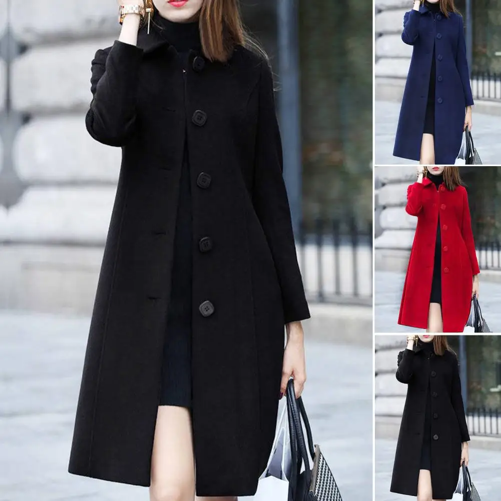 Luxury Style Wool Coat New Autumn Winter Soft Cardigan Mid-Length Single-Breasted Slim Blended Winter Jacket Woolen Overcoat