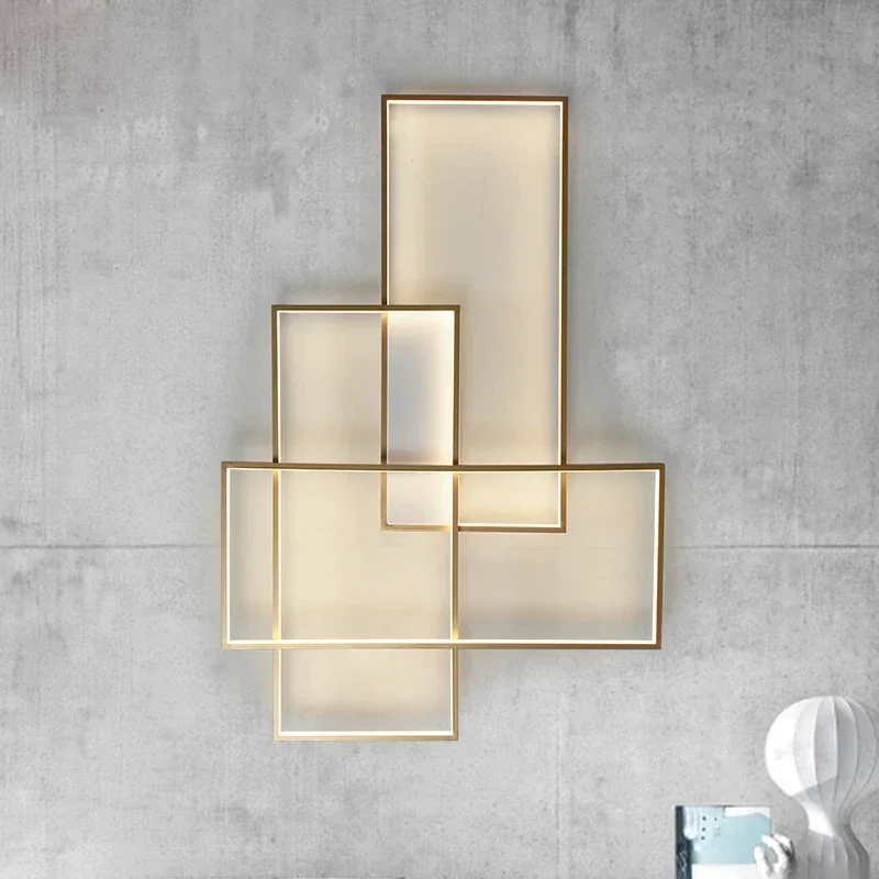 Imagem -03 - Moderna Geometria Led Lâmpada de Parede Luminária de Fundo Home Decor Quarto Luzes de Cabeceira Corredor Escada Sconce Sala