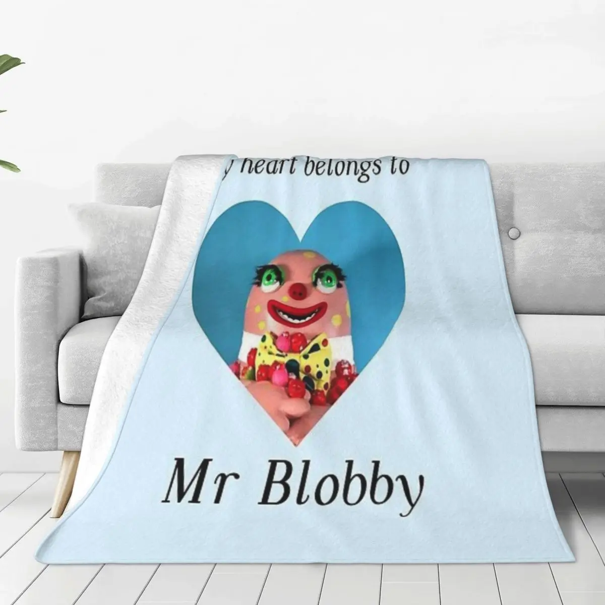 

My Heart Belongs To Mr Blobby Soft Flannel Throw Blanket - Cozy and Lightweight Fleece Blanket for Home, Travel, and Outdoor Use