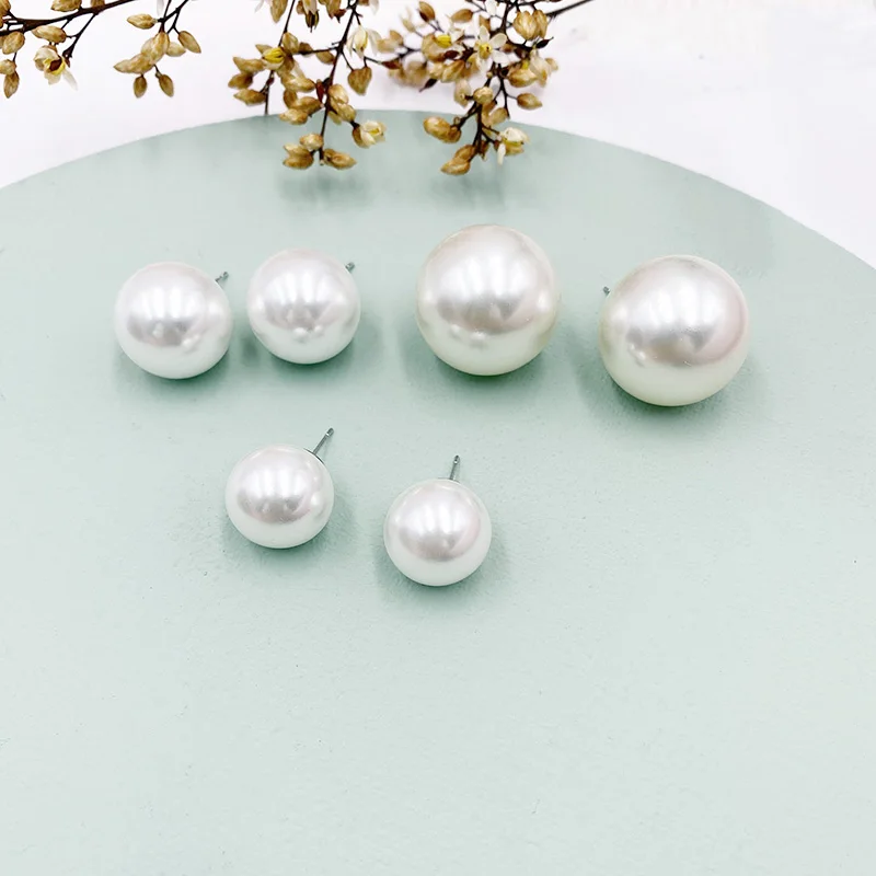 2cm Big Simulated Pearl Earrings Temperament Simple Personality White Statement Earrings For Women Korean Earrings  Jewelry Gift