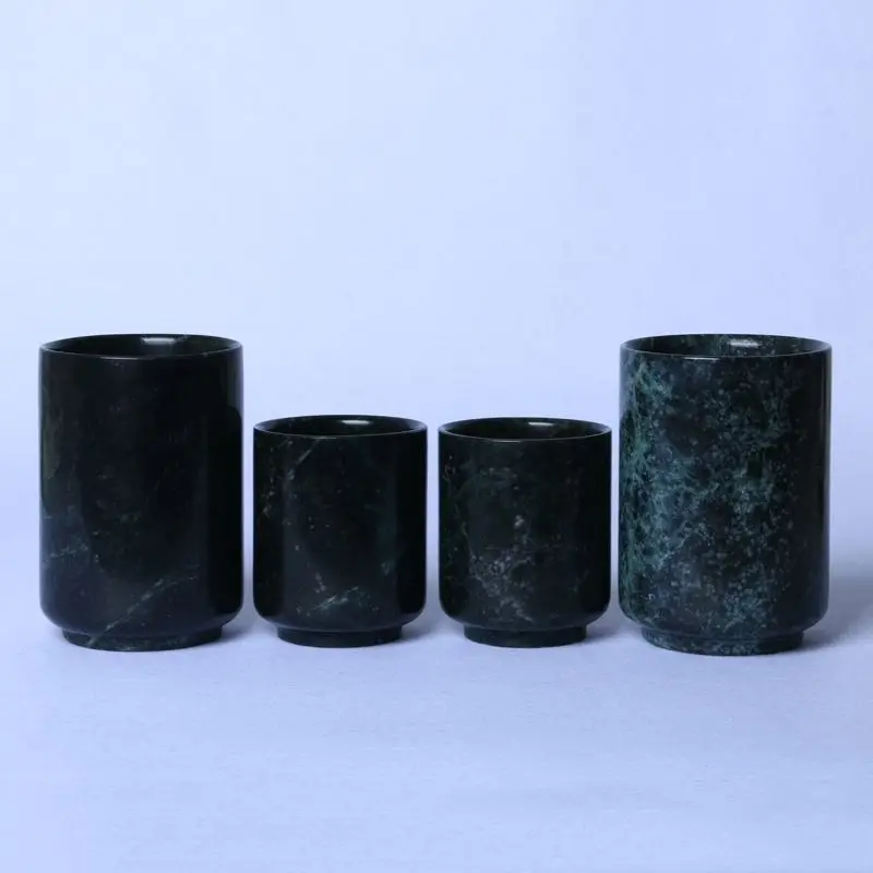 Natural Jade Straight Cup Magnetic Stone Health Gongfu Teaware Purely Hand-carved Chinese Jades Teacups Kung Fu Teaset