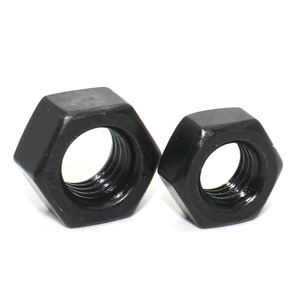 Black Hexagon Hex Nuts M2 M2.5 M3 M4 M5 M6 M8 M10 M12 M14 M16 M18 M20 M22 M24 M27 M30 M36 Oxide carbon steel metric hex nuts