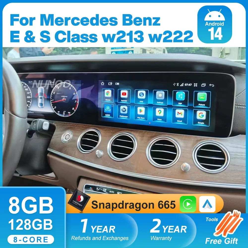 

Nunoo Car Radio Player Screen For Benz W213 W222 2014-2022 Multimedia Navigation Qualcomm CarPlay