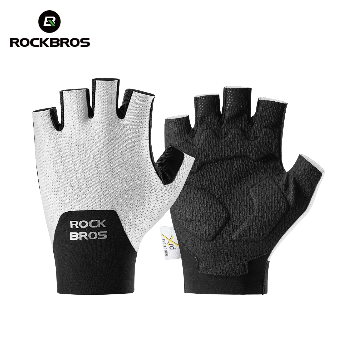 ROCKBROS Fahrradhandschuhe Stoßdämpfende Fahrradhandschuhe Halbfinger Nahtlose Atmungsaktive Fahrradhandschuhe mit XRD-Handflächenpolster