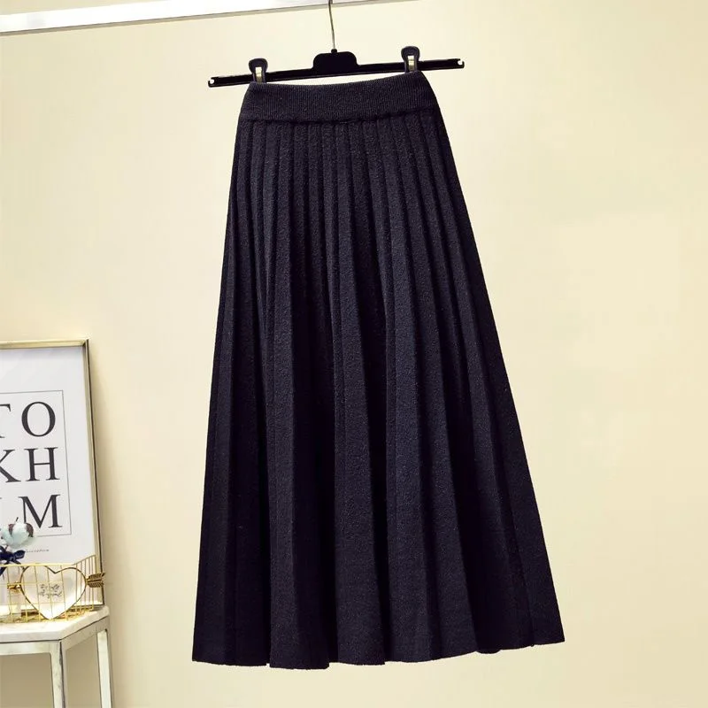 

Fashion Loose Elastic High Waist Spliced Folds All-match Skirts Female Clothing 2023 Autumn New Solid Color Commute Skirt