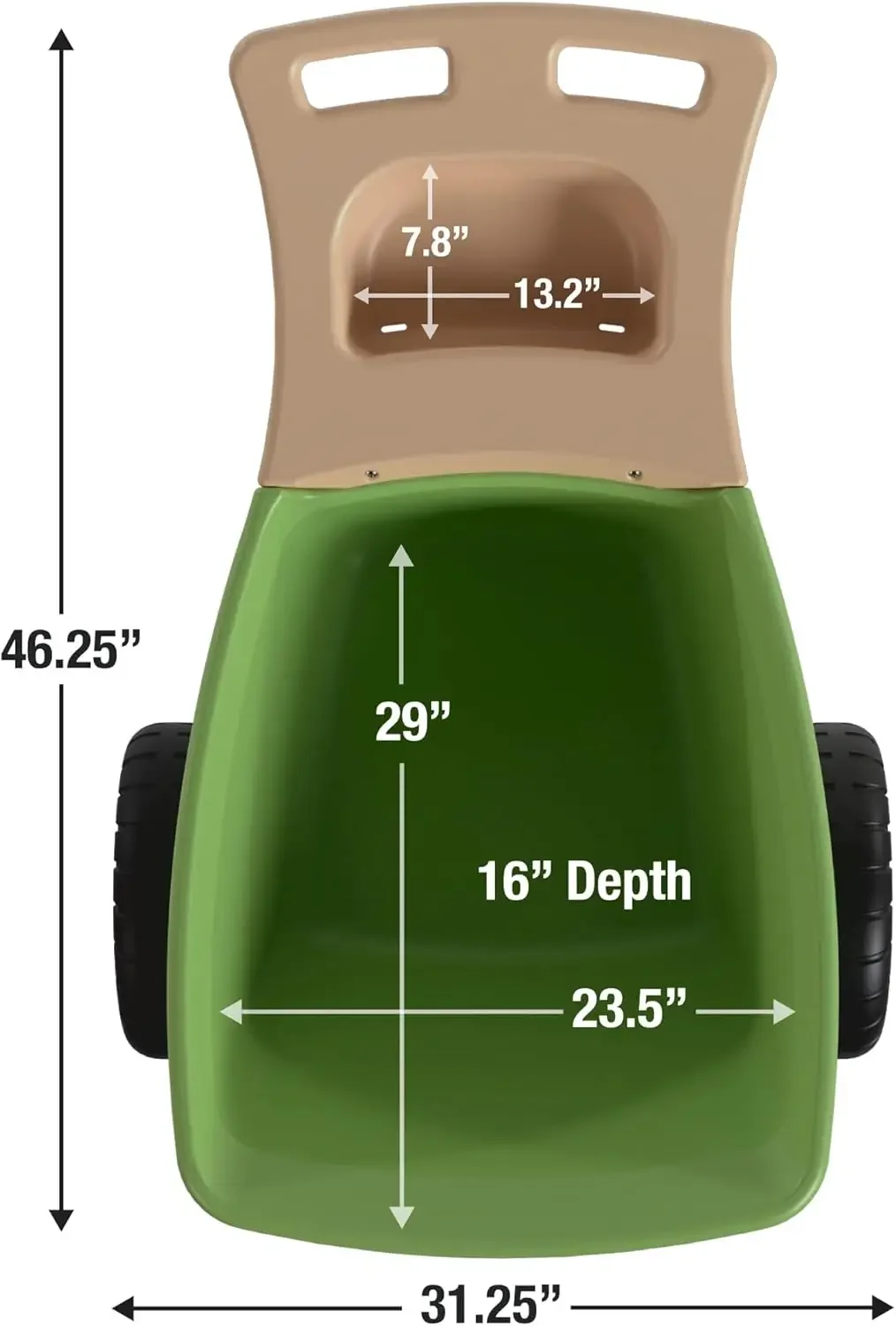 Easy Haul Wheelbarrow with Garden Tool Storage Tray, Durable Heavy-Duty Plastic Wheelbarrow with Large Easy Turn Wheels