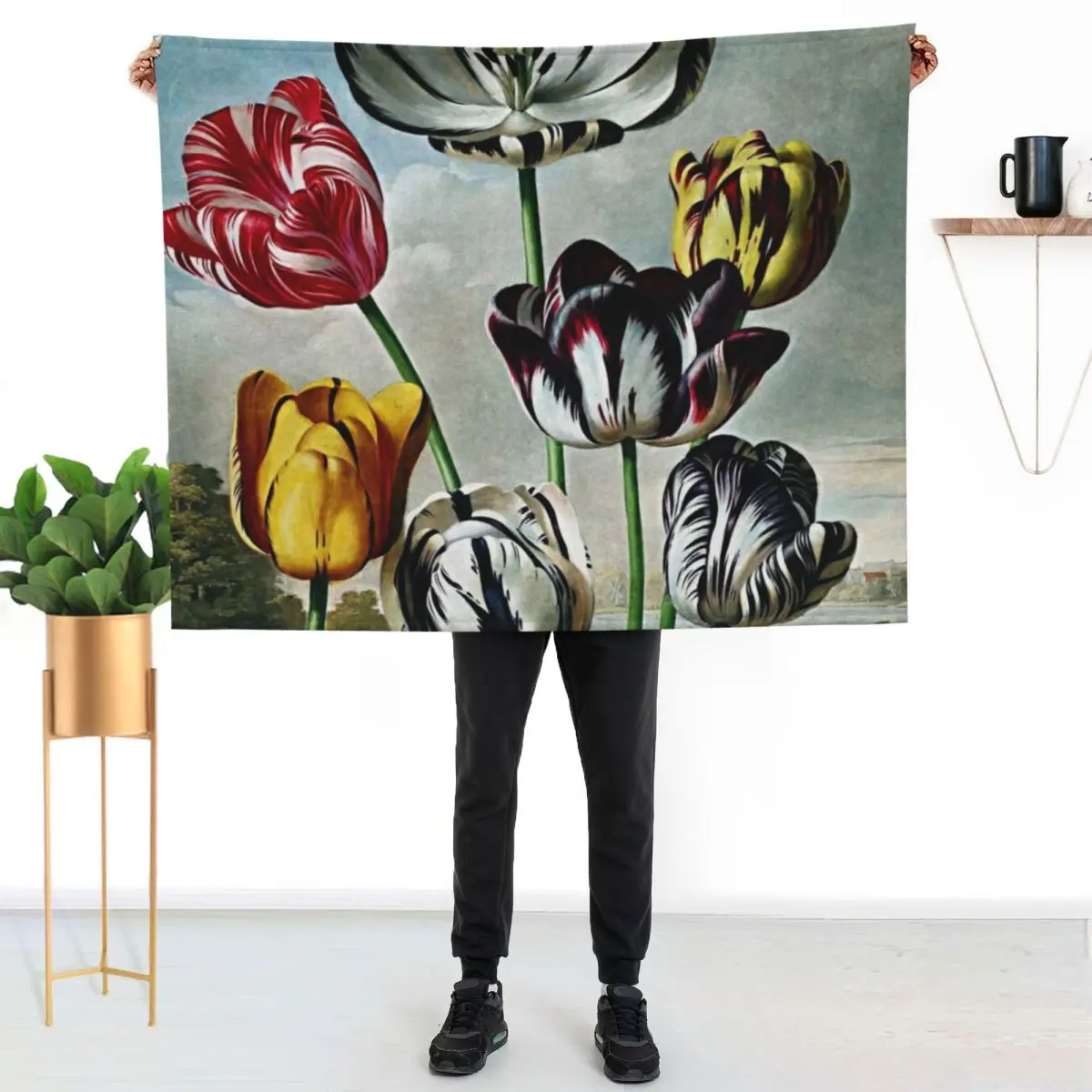 Botanical Art Temple Of Flora Tulips Throw Blanket bed plaid Tourist Moving Polar Fashion Sofas Luxury Brand Blankets