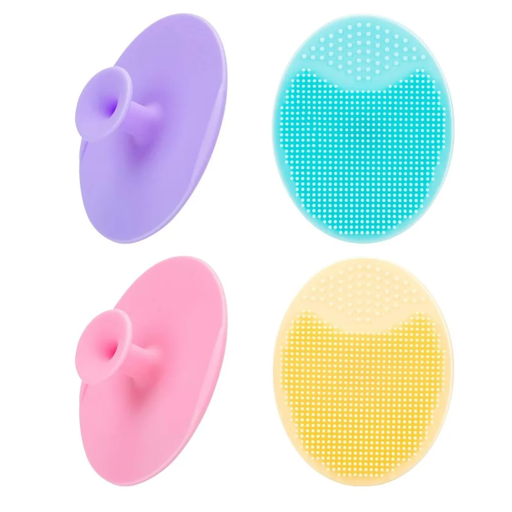 3 Pack Baby Shampoo Brush, Soft Silicone Scalp Massager with Suction Cup, Dual-Sided Texture Design for Cleansing and Massaging, Shower/Bath Essential (Random Colors)