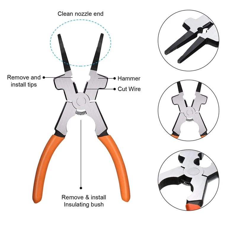 

ABKS-Scratch Wire Brush Slag Removal Tool 8 Inch Welding Plier Plier And 10 Inch Welding Chipping Hammer For Cleaning