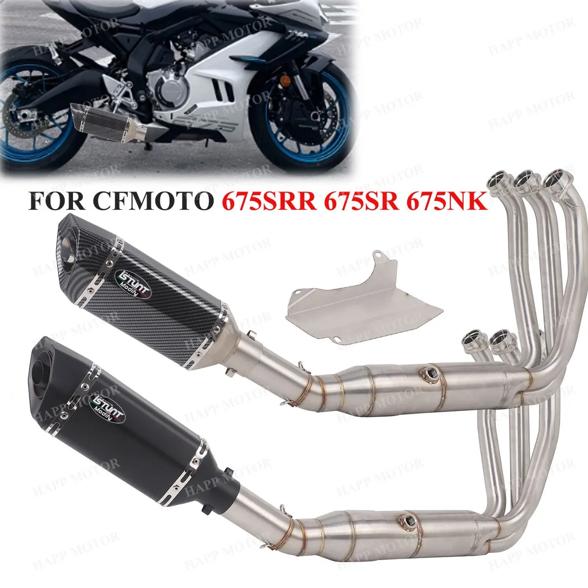 

Exhaust For CFMOTO 675SR 675SRR 675SS 675NK All Years Motorcycle Exhaust Full System Slip On 675SR Pipe 310MM Muffler