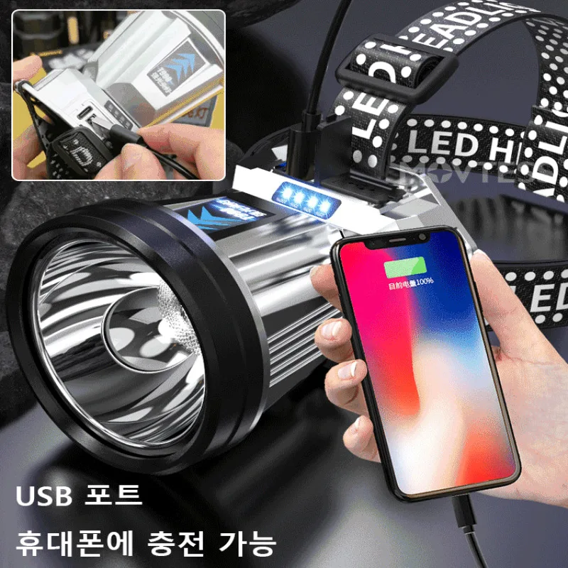 XPG high-power long-range headlight with power display charging treasure output headlight Soaring cannon headlight 1/2pcs