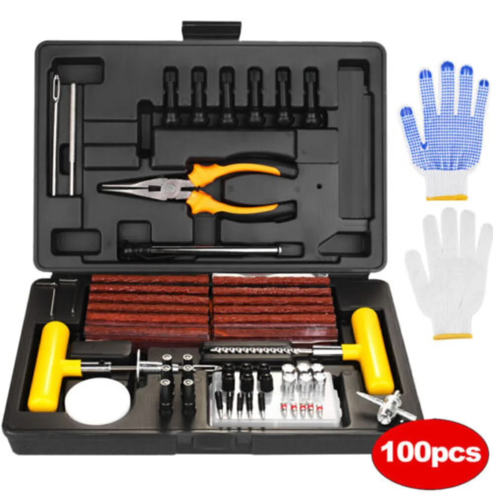 100Heavy Duty Tubeless Tire Kit Motorcycle Car Tyre Wheel Puncture Repair