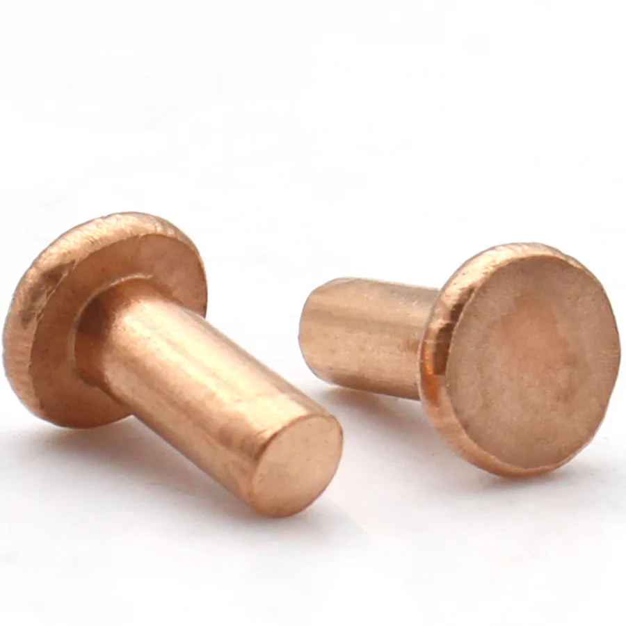 1-50pcs Red Copper Solid Flat Head Rivet GB109 Pure Copper Hammer Drive Blind Rivets for Metalwork M1.5 M2 M2.5 M3 M4 M5 M6 M8