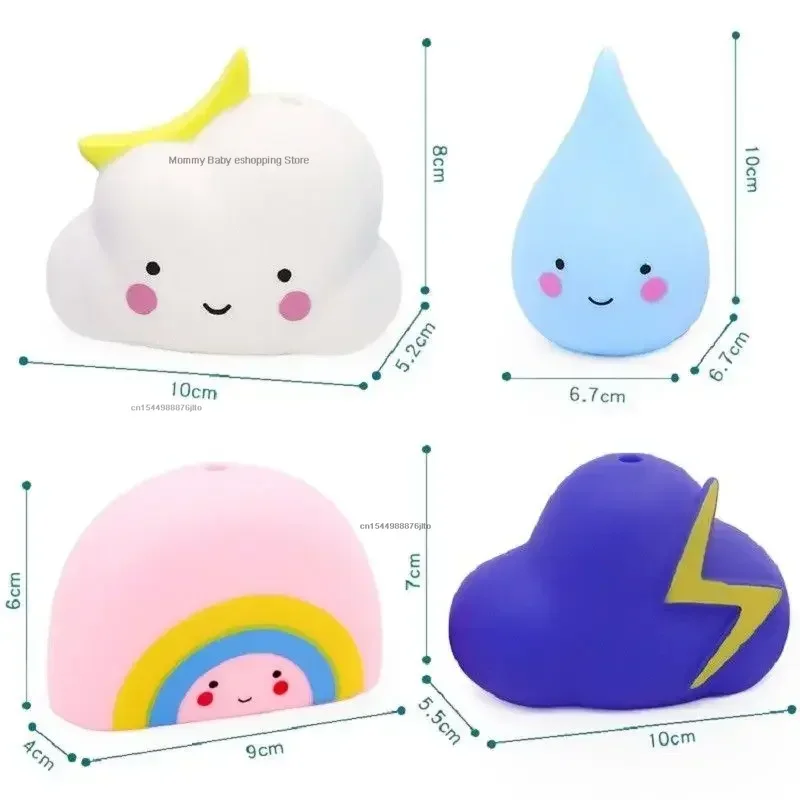 Creative Bath Weather Toy Soft Glue Bathroom Clouds Raindrop Rainbow Thunderstorm Shower Floating Play Water Educational Toy