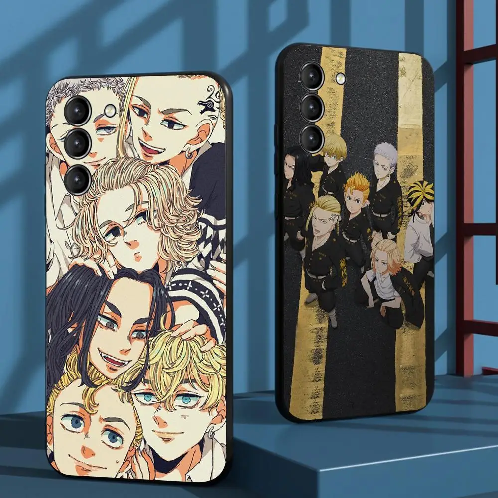 Tokyo Revengers Hot Anime Pattern Phone Case For Samsung Galaxy S26 S25 S24 S23 S22 S21 Plus Ultra Note20 Soft Black