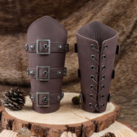 1PC Medieval PU Leather Buckle Bracers Knight LARP Retro Renaissance Arm Guards Halloween Costume Accessory for Theme Party