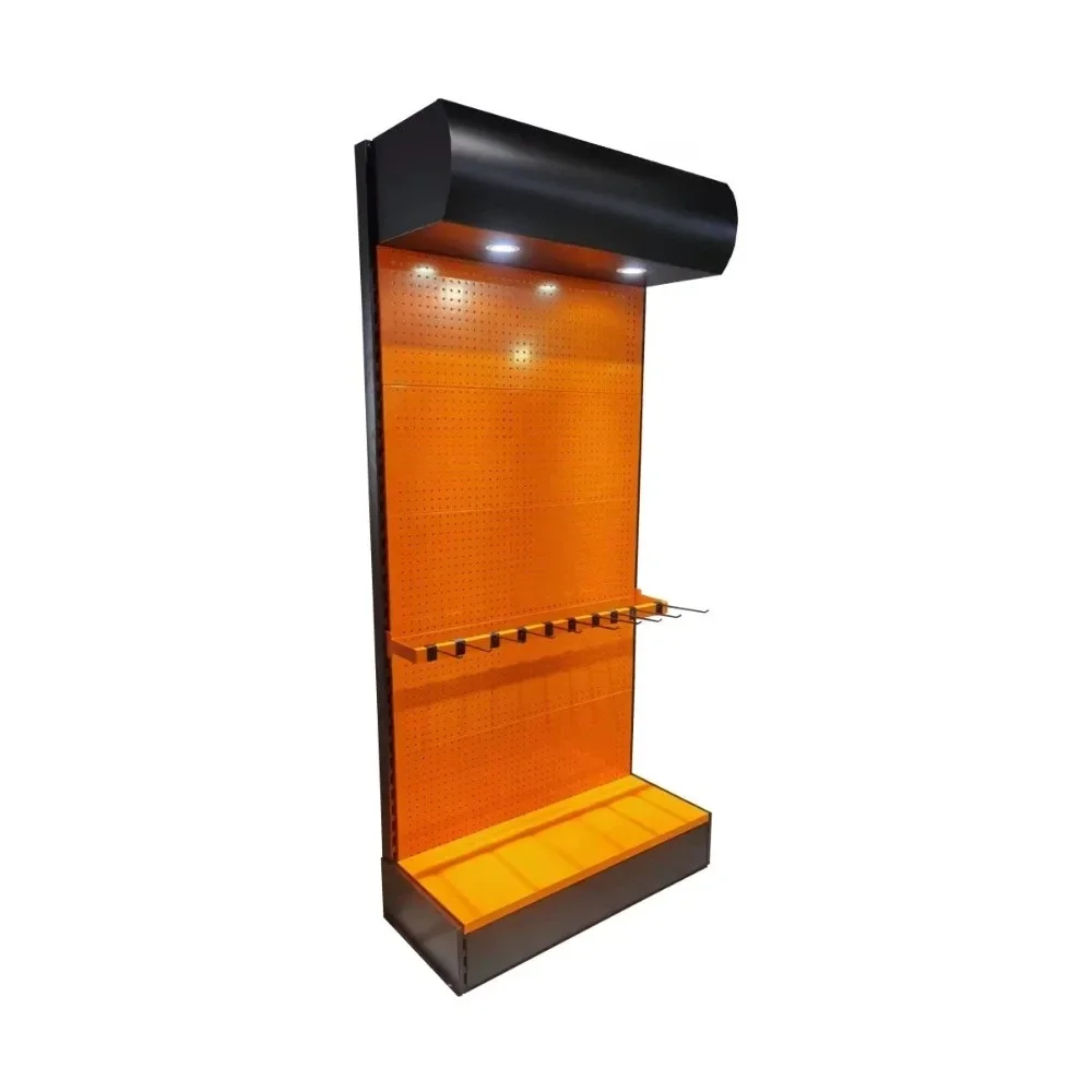 Orange High Load Capacity Metal Pinplate Floor Power Tool Accessories and Hand Tool Display Racks with Hooks