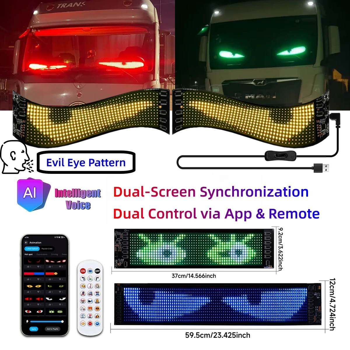 

Smart Dual-Screen Synchronized LED Soft Screen AI Voice Command Control Ideal for Cars, Homes, Parties & Malls
