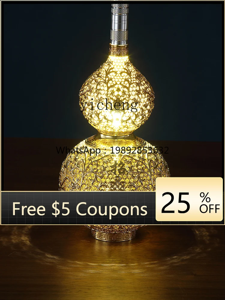 EE  Oriental Jubilee all-copper ornament filigree auspicious gourd living room entrance desktop decoration
