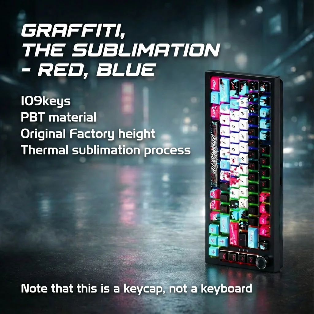 119 Keys PBT Keycaps, Graffiti Street Art Style, Dye-Sublimation Non-fading, for Gamer Mechanical Keyboard OEM