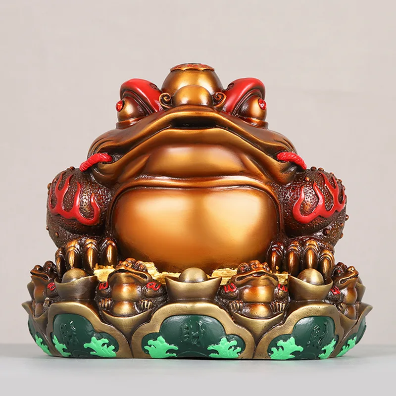 Golden Ornament Painted Ingot Nine-Toed Three-Legged Toad for Living Room Desktop Shop Opening Gift Pure Copper Overlo