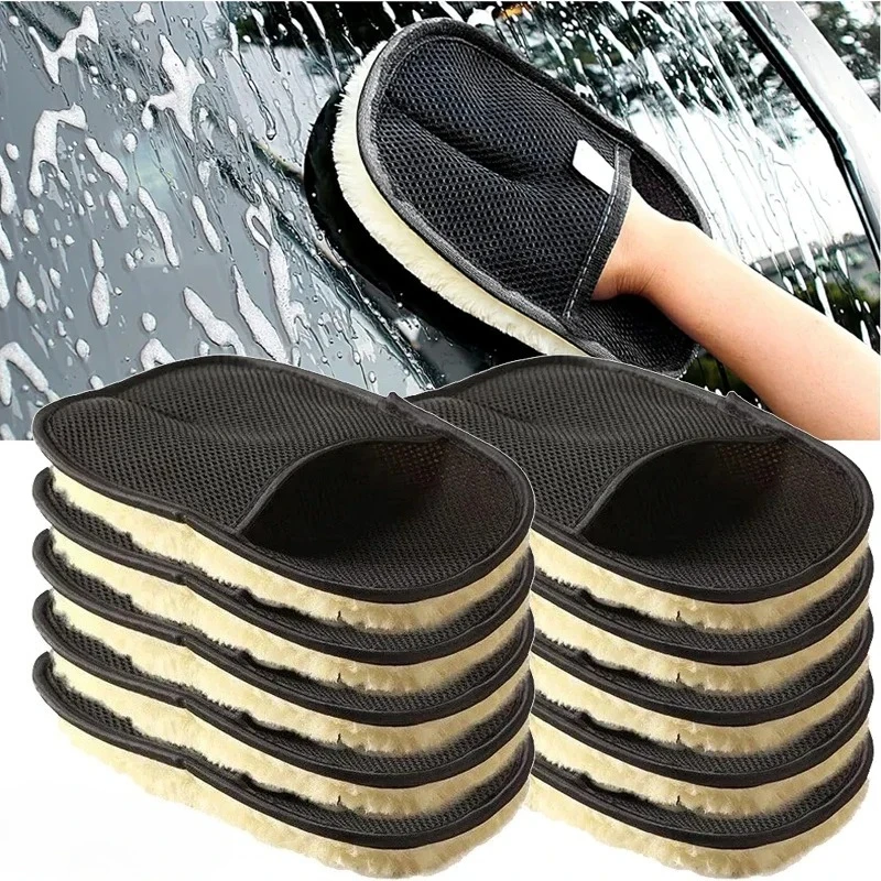 1/3/5/10Pcs Car Cleaning Sponge Glove Car Polishing Washing Mitt Gloves Microfibre Wash For Automotive Kitchen Home Cleaner Wool