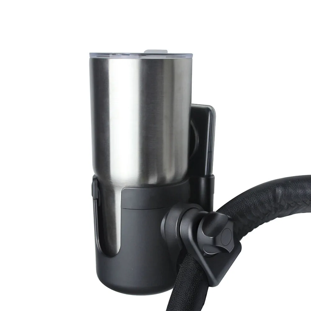 2-in-1-Getränkehalter für Kinderwagen mit Telefonhalter, Flaschenhalter für Kinderwagen, rutschfester Rollstuhl-Getränkehalter, Becher-Telefonhalter