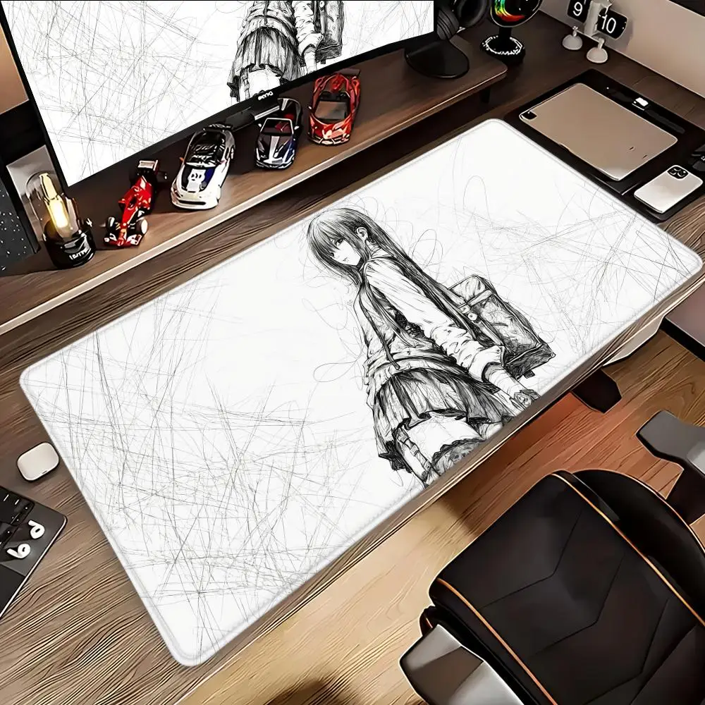 

China's hot-selling mouse pad Black and white line art Animation Beautiful XXL Game Exclusive MousePads PC Computer pad Decor