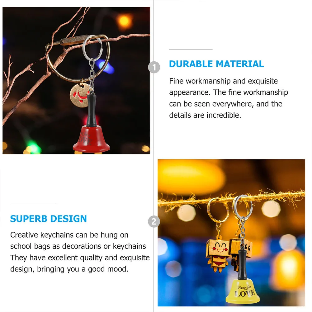 

4 PCS Delicate Hand Bell Keychains Mini Bells Toys for Babies Wedding Dinner Party