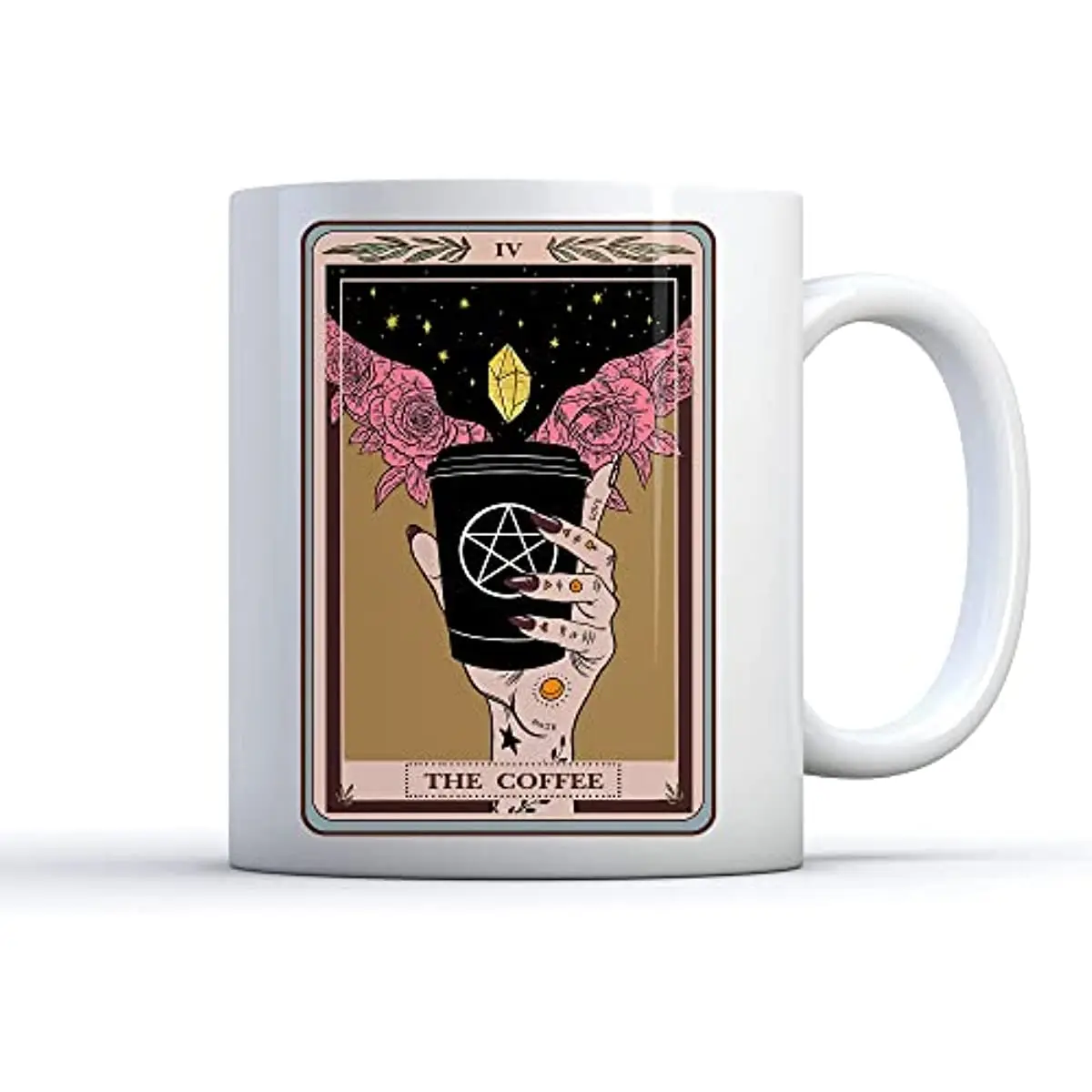 The Coffee Tarot Card Occult, Witchy Cup Moon Mama Mug Tea Cup White 11oz