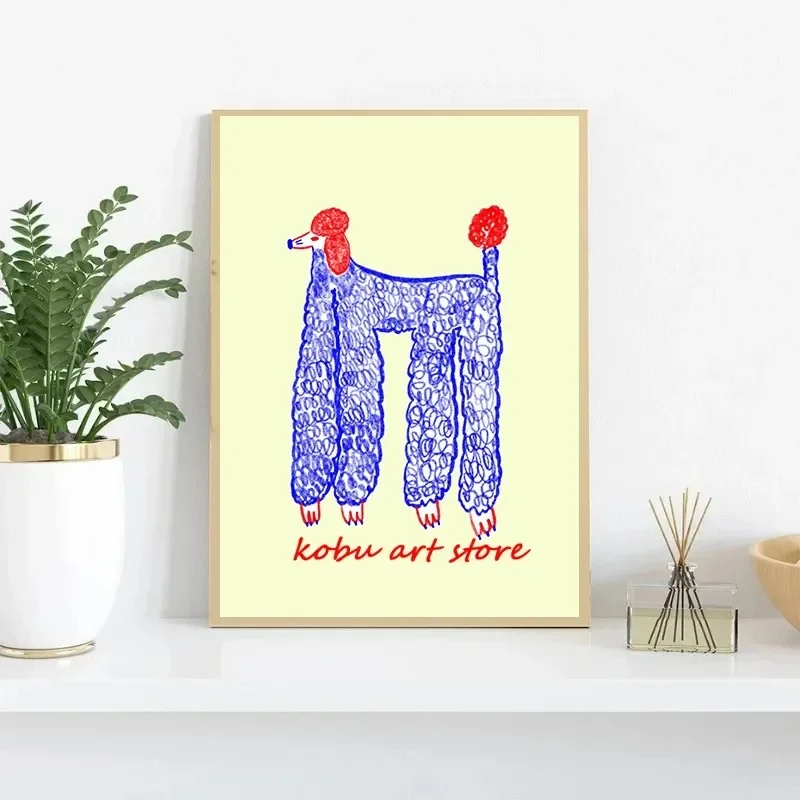 Abstract Colorful Fashion Poodle Dog Wall Arts Canvas Painting Posters Prints for Living Room Decor