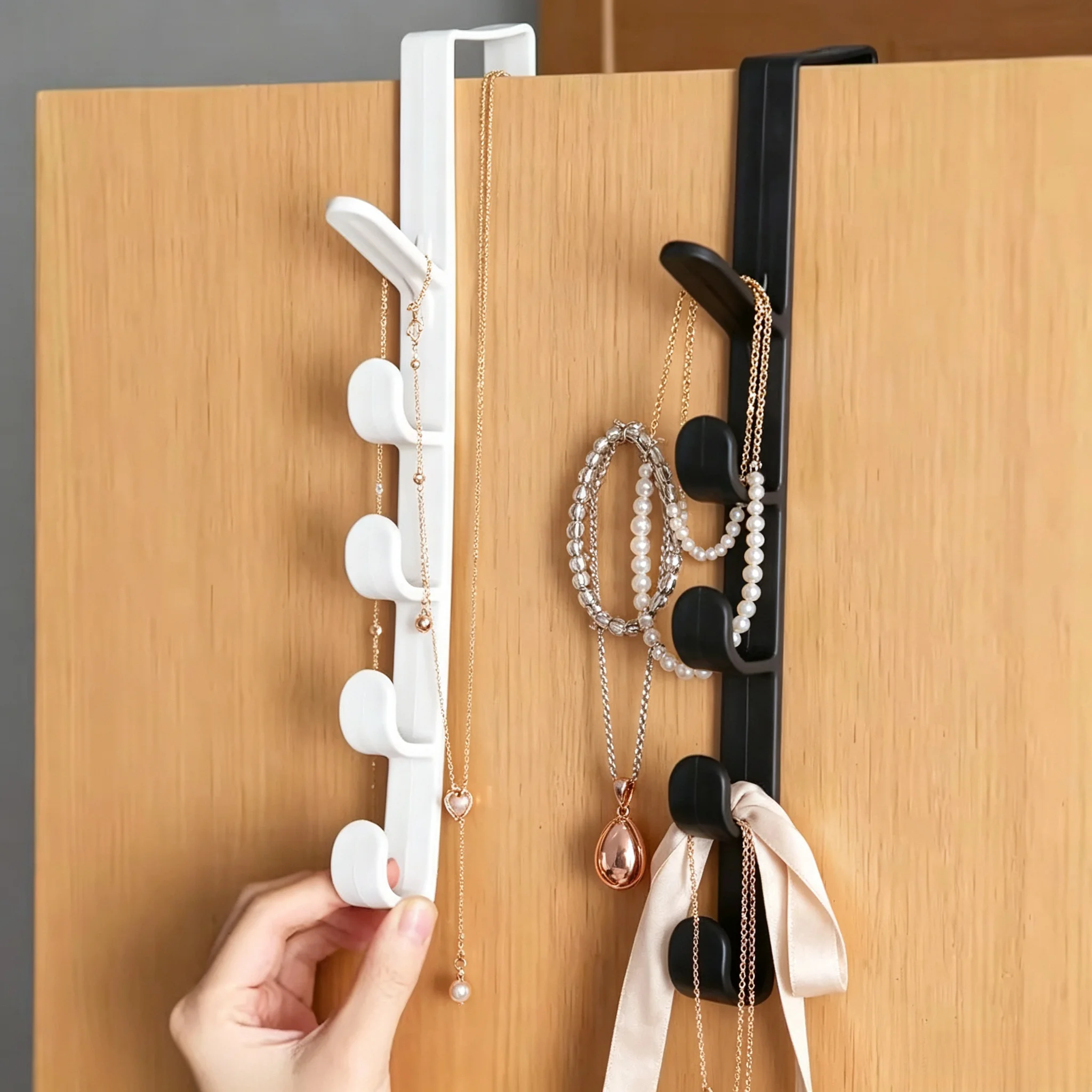 Fivesegment Door Hook Coat Bag Towels Cap Hair Bands Seamless Holder Home Bedroom Storage Organization Plastic Pure Color Rack
