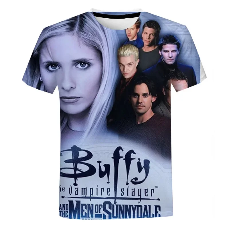 TShirts Movies Buffy The Vampire 3D Print Summer Tees Crew Neck Short Sleeve Casual TShirt Oversize Men Women Kids Tops Clothes