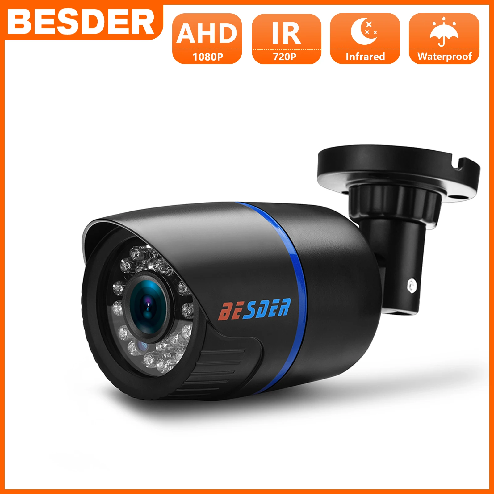 

BESDER 1080P AHD Analog High Definition Surveillance IR Night Vision Camera HD 720P CCTV Camera Security Outdoor Bullet Cameras