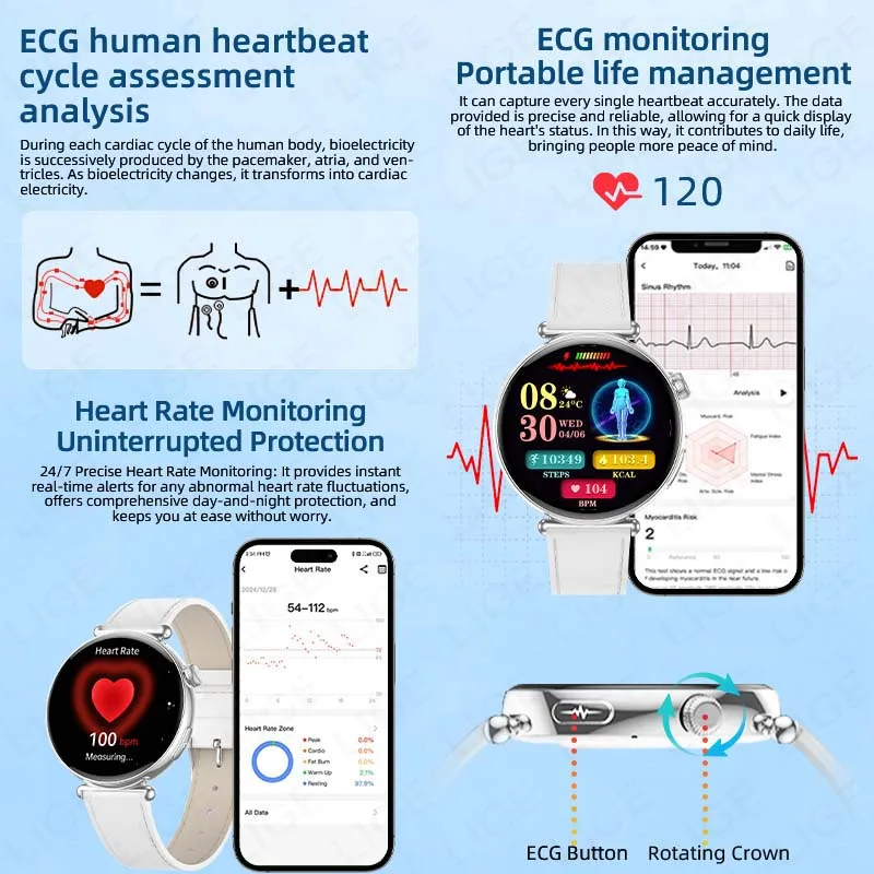 Choice LIGE New Smart Watch HD Full Touch Screen Waterproof Mulitiple Sports Modes Fitness Wireless Call Smart watch For women