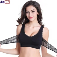 S-4XL Cross Side Buckle Sports Bra Sexy Lace Womens Underwear Thin No Rims Together Brassiere Seamless Shock-proof yoga Bralette