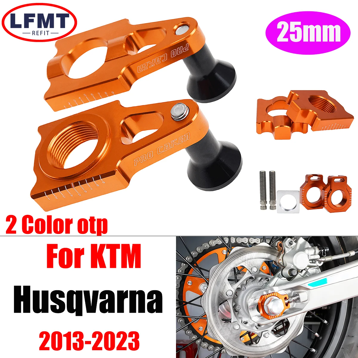 

25mm CNC Rear Chain Adjuster Axle Blocks For Husqvarna Motorcycle TC125 FC350 FC 250/450 FS450 TC250 TX300 FX350 FX450 2015-2023