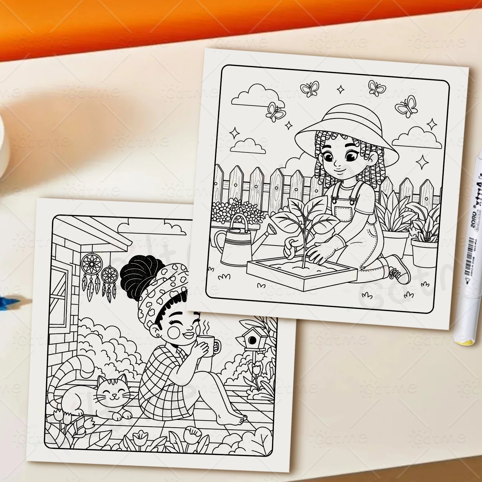 COZY BLACK GIRL CUTE AND EASY Malbuch für Erwachsene mit niedlichen, gemütlichen täglichen Aktivitäten zur Entspannung (Cozy Spaces Coloring) – Detail 8