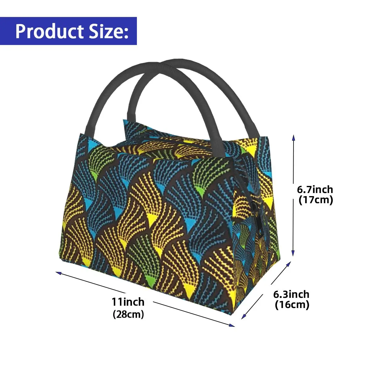 African Ankara Wax Print Insulated Lunch Bag for Women Kids Portable Food Boxes Thermal Lunch Box Tote