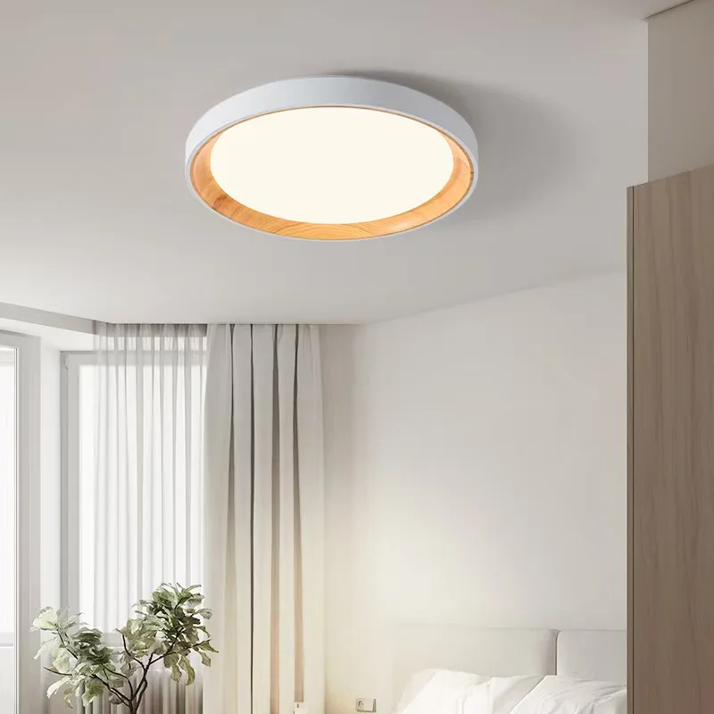 

Minimalist LED Walnut Grain Ceiling Light dimmable round Lamp Living Room Bedroom office Indoor Japanese room Decor Lighting